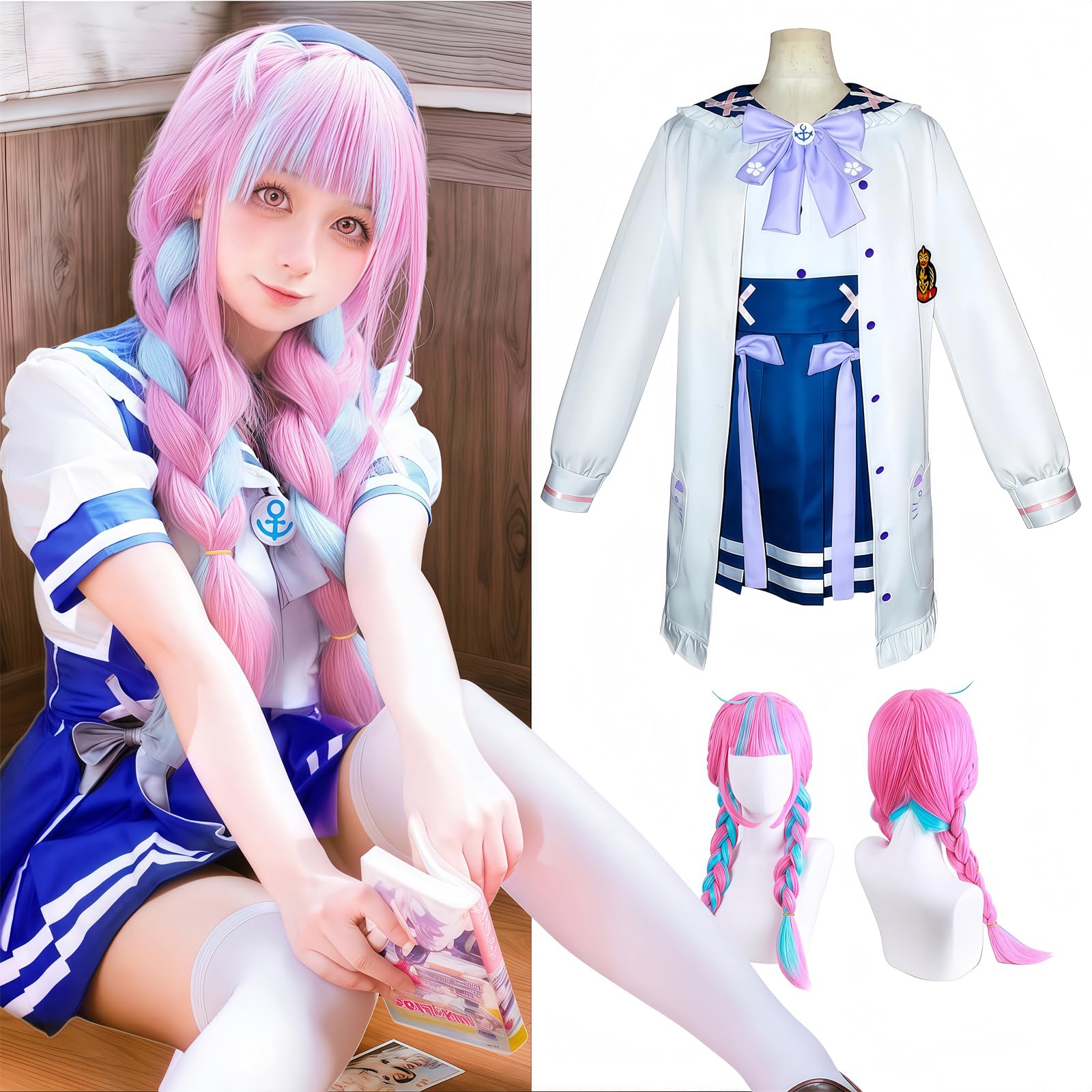 VTuber Косплей Минато Аква Косплей Костюм VTuber Косплей Минато Аква Косплей Костюм Дайтэнси Аква Минато Аква Морячка Виртуальный Ютубер